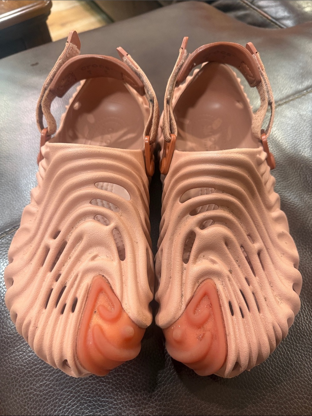 CROCS Sculpted Wave Clogs in Peach and Coral Accent